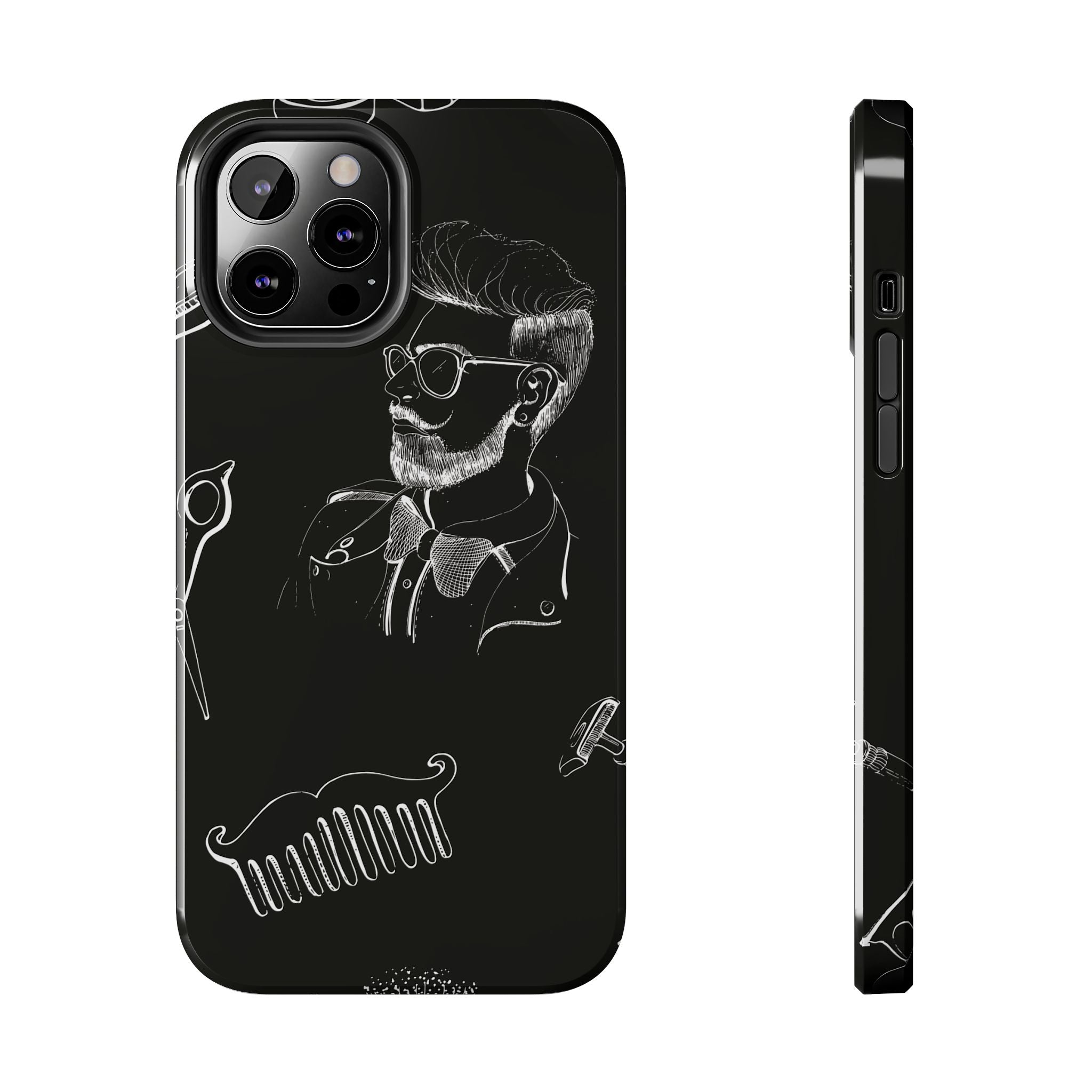 Bearded Barber Sketch Tough Phone Case — Hipster Grooming Design