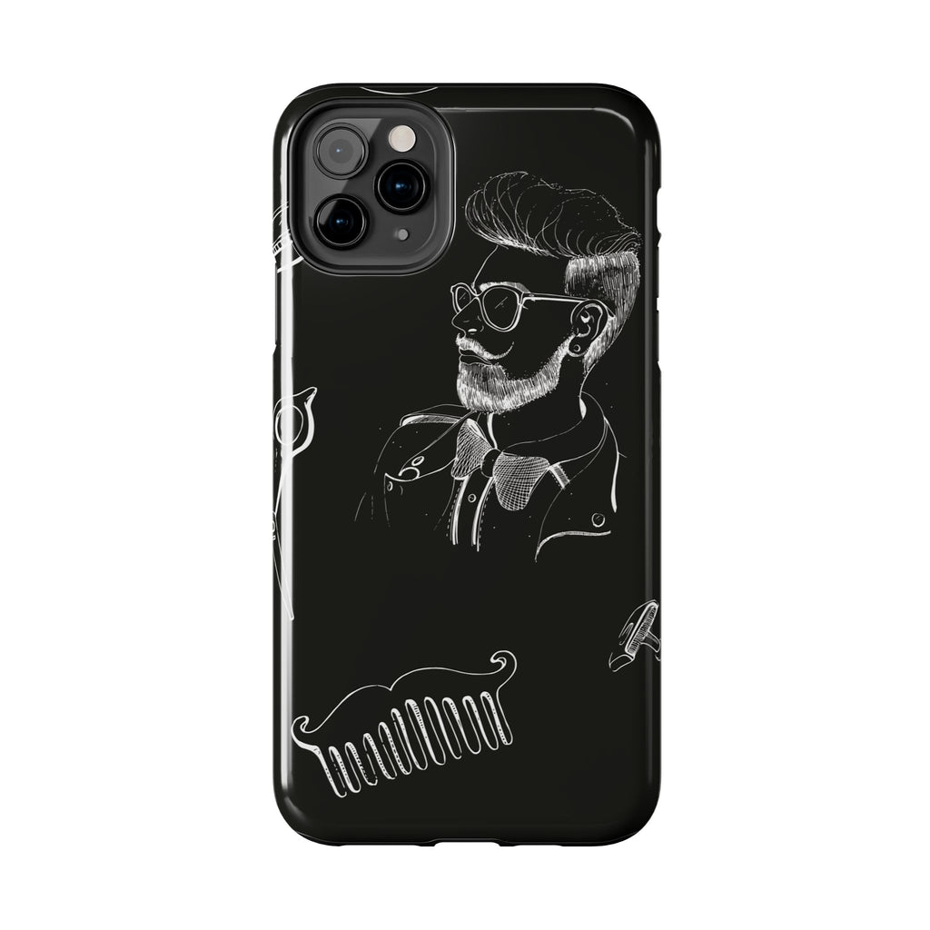 Bearded Barber Sketch Tough Phone Case — Hipster Grooming Design
