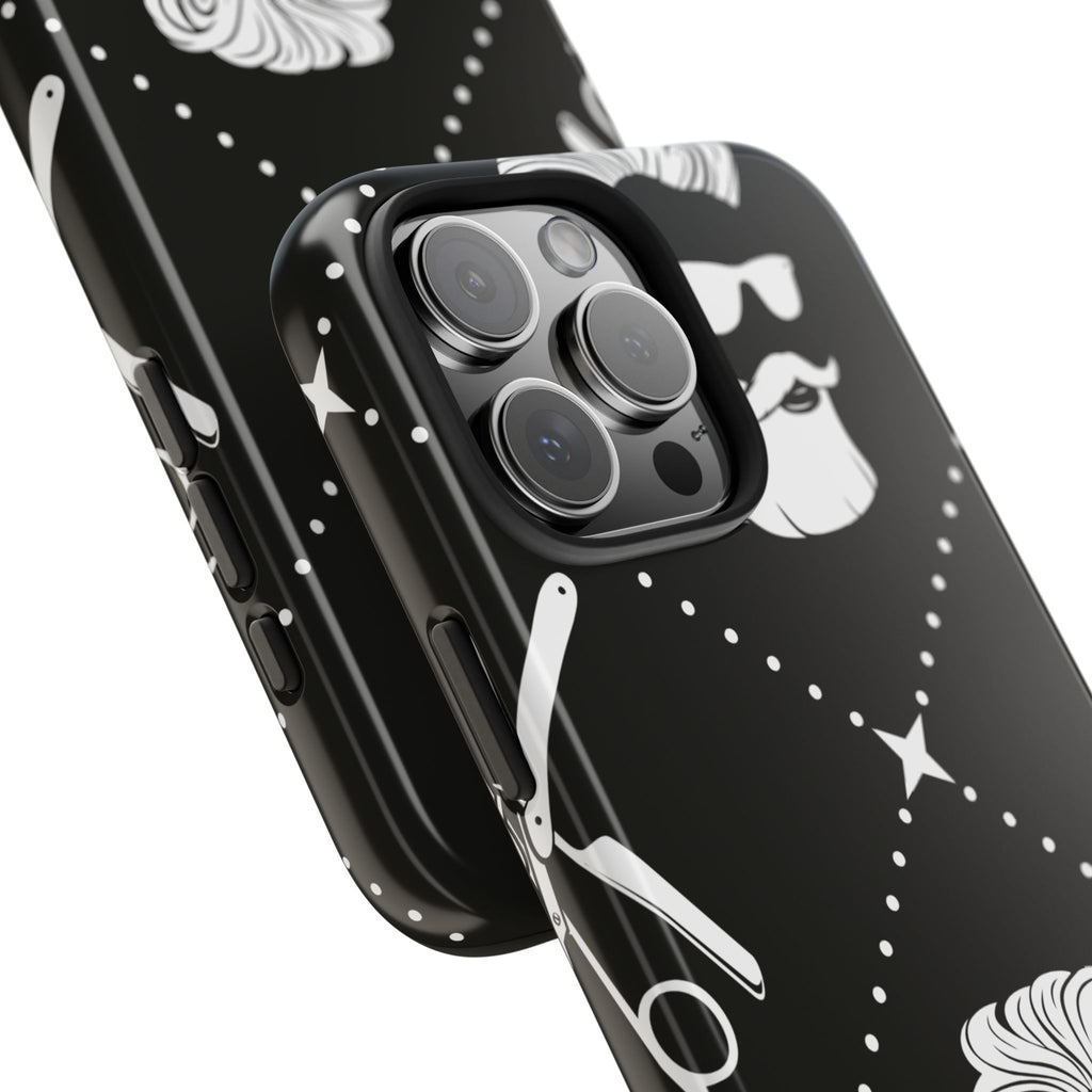 Bearded Barber Pattern Tough Phone Case — Cool Vintage Hipster Design