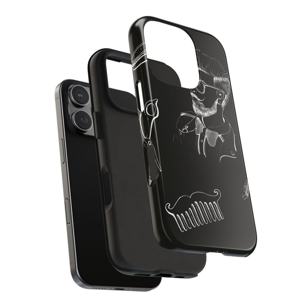 Bearded Barber Sketch Tough Phone Case — Hipster Grooming Design