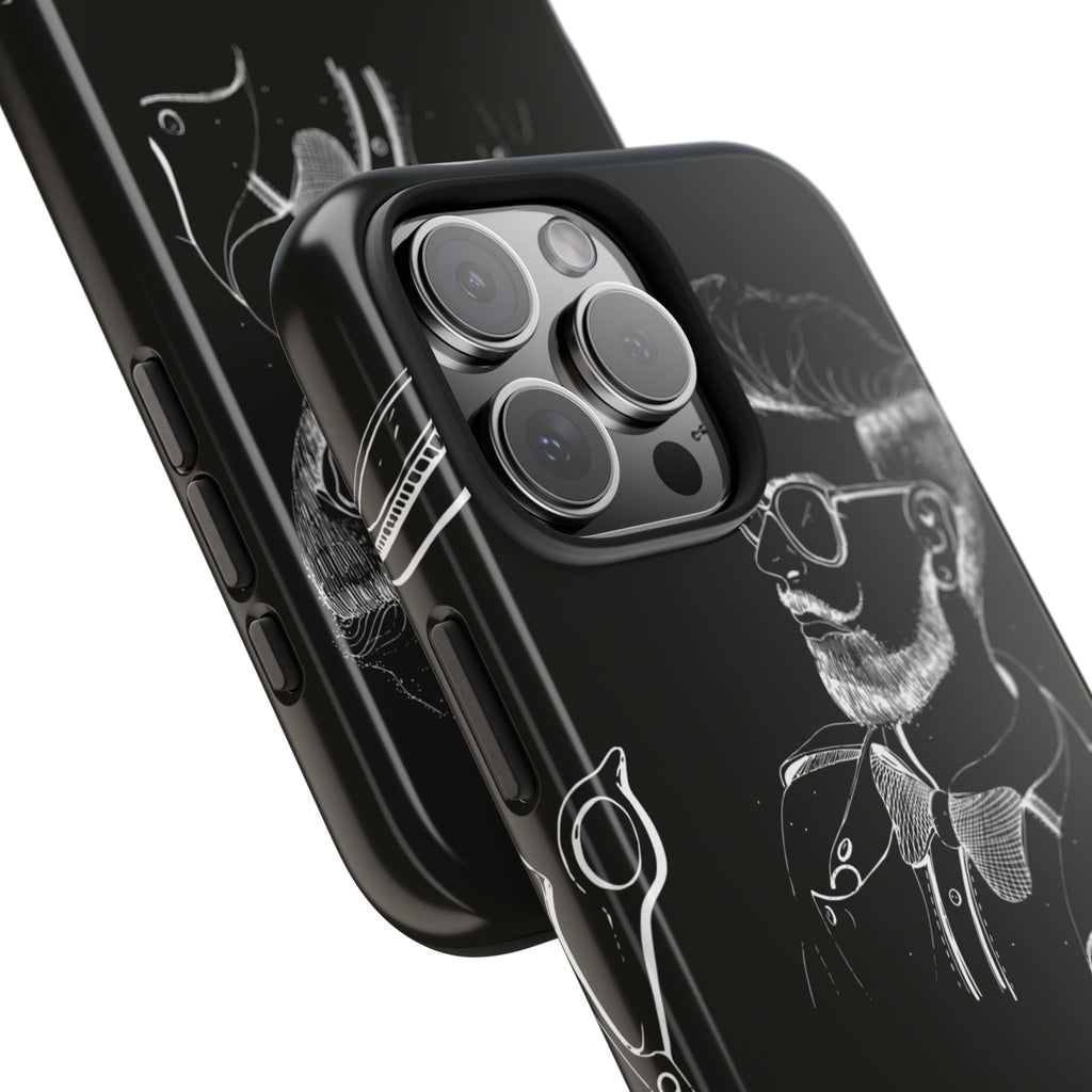 Bearded Barber Sketch Tough Phone Case — Hipster Grooming Design