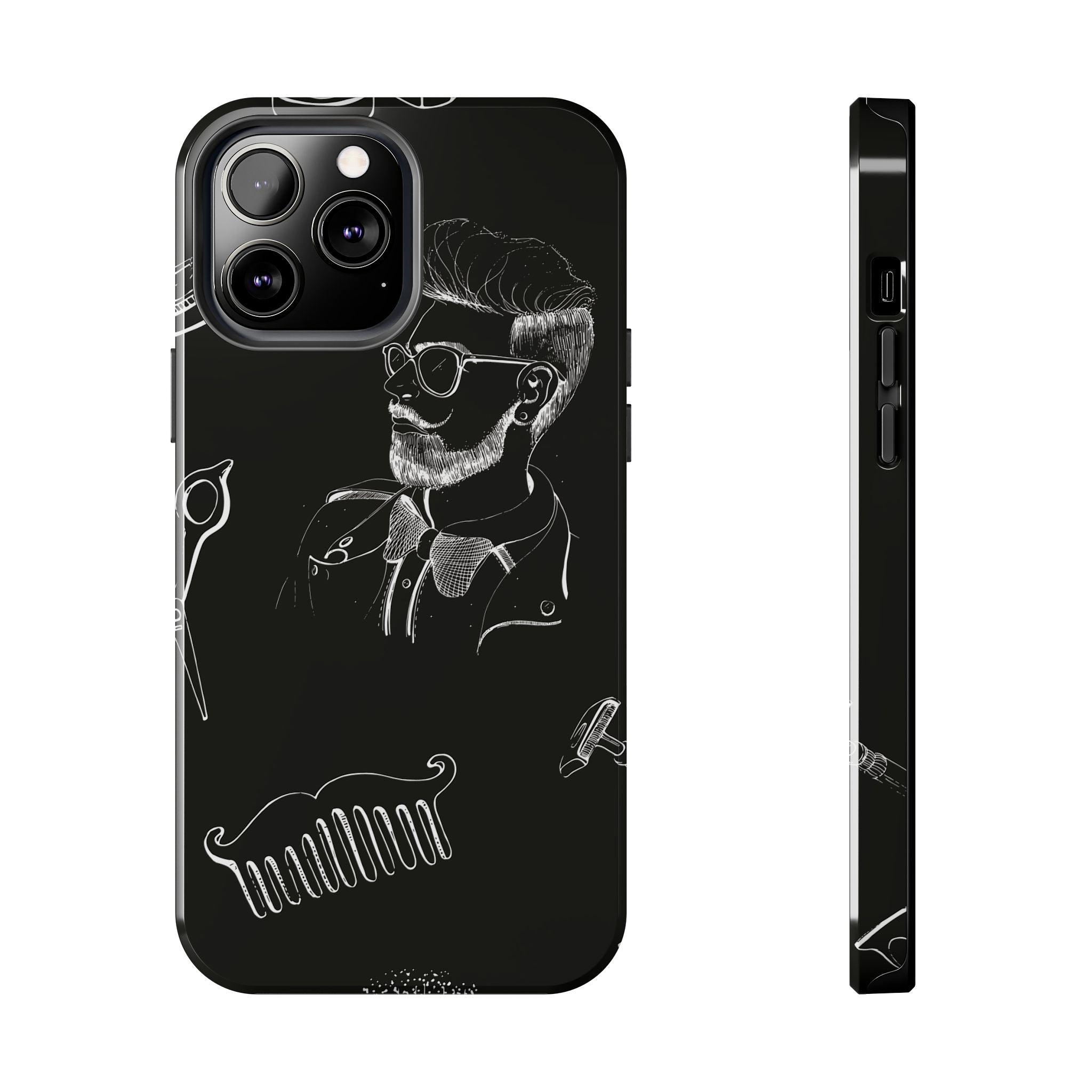 Bearded Barber Sketch Tough Phone Case — Hipster Grooming Design