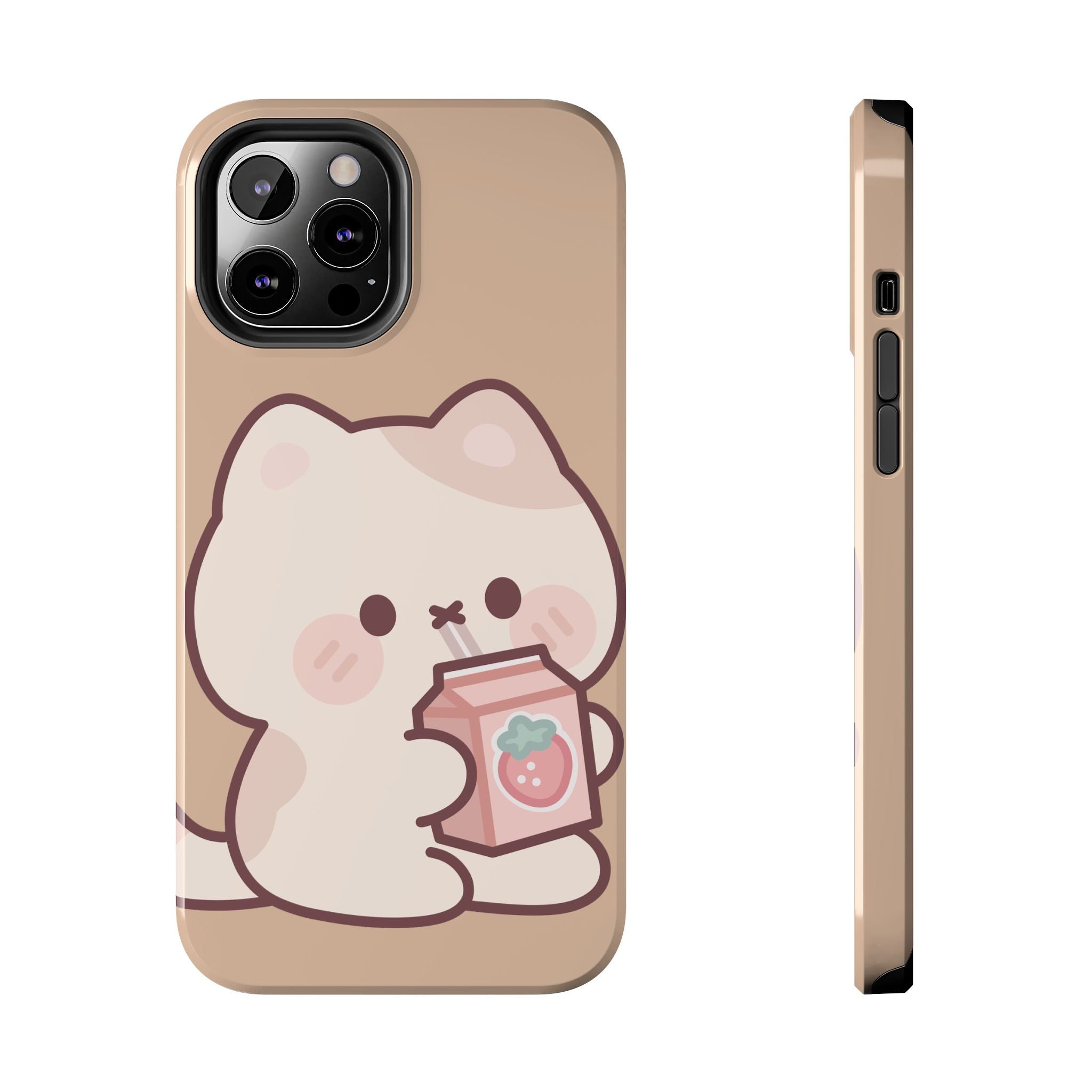 Kawaii Cat with Strawberry Milk Tough Phone Case