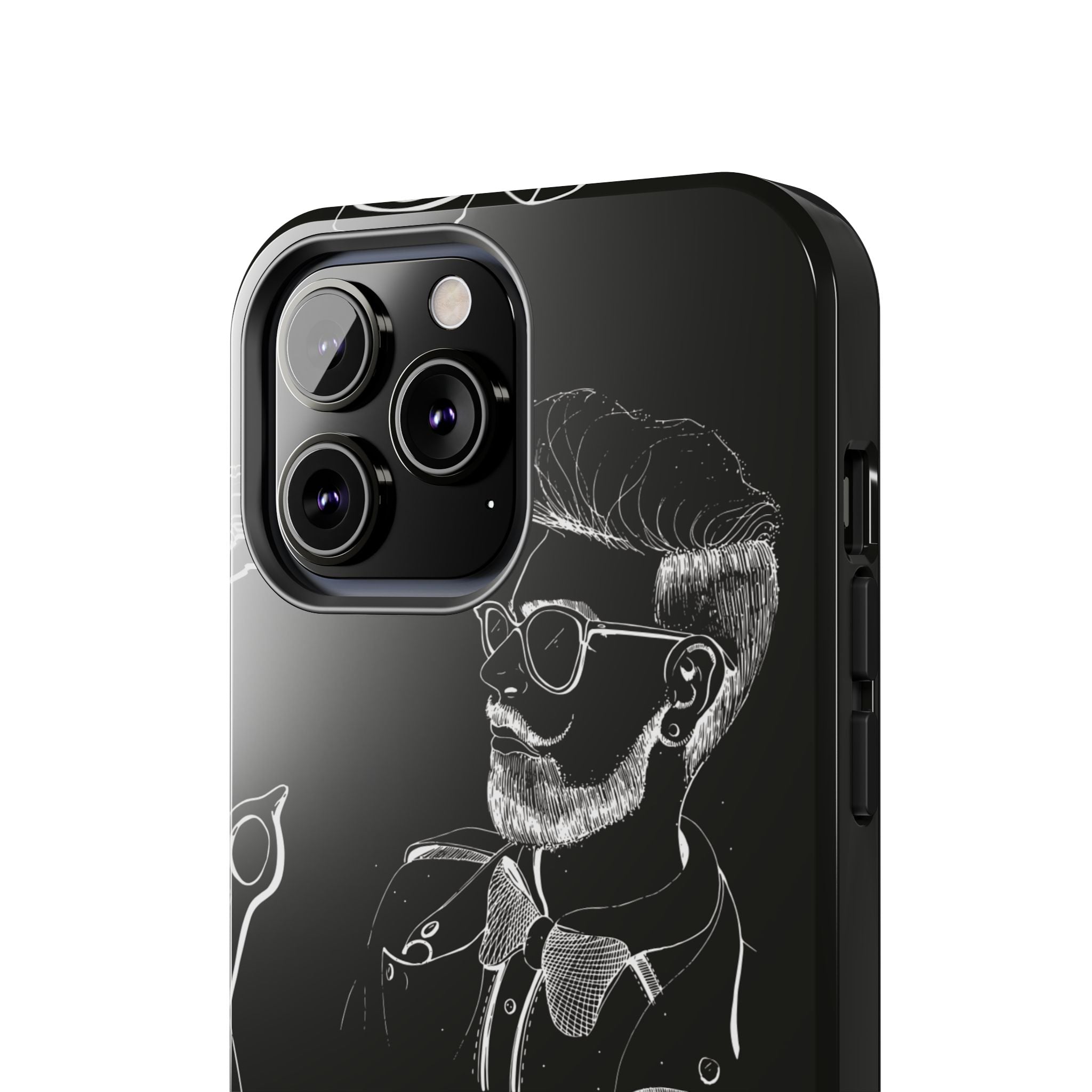 Bearded Barber Sketch Tough Phone Case — Hipster Grooming Design