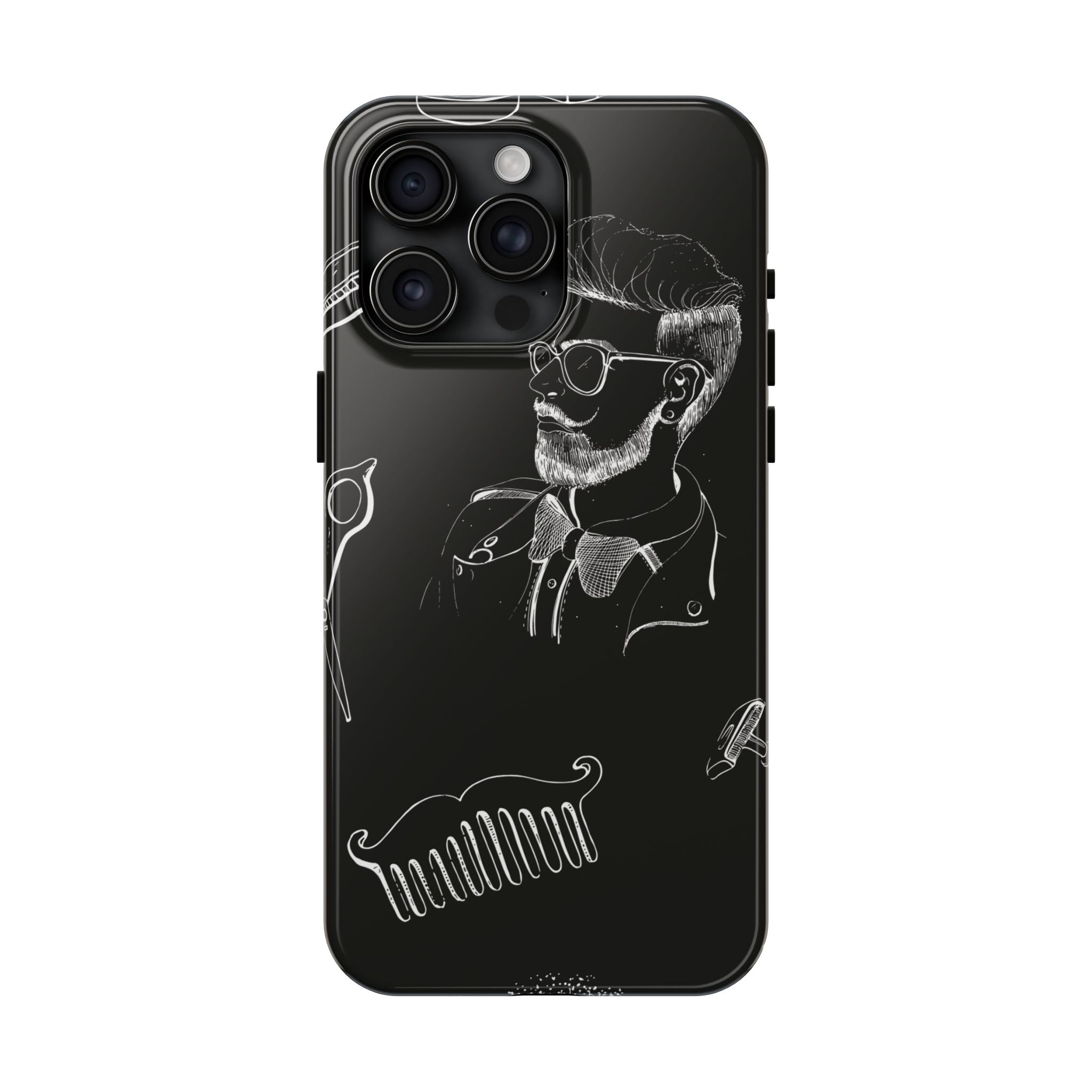 Bearded Barber Sketch Tough Phone Case — Hipster Grooming Design