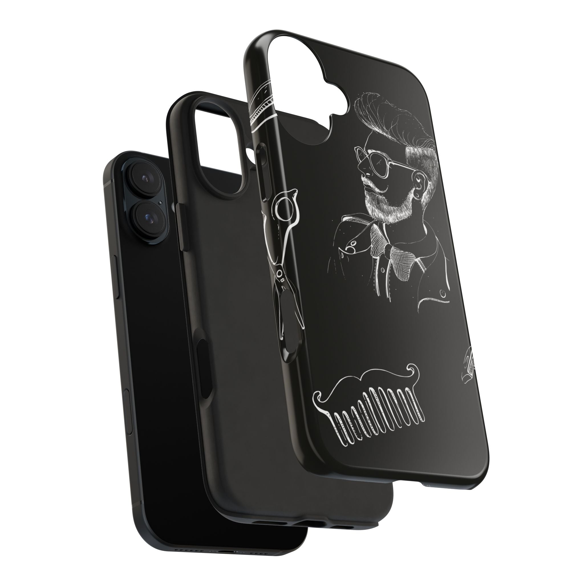 Bearded Barber Sketch Tough Phone Case — Hipster Grooming Design