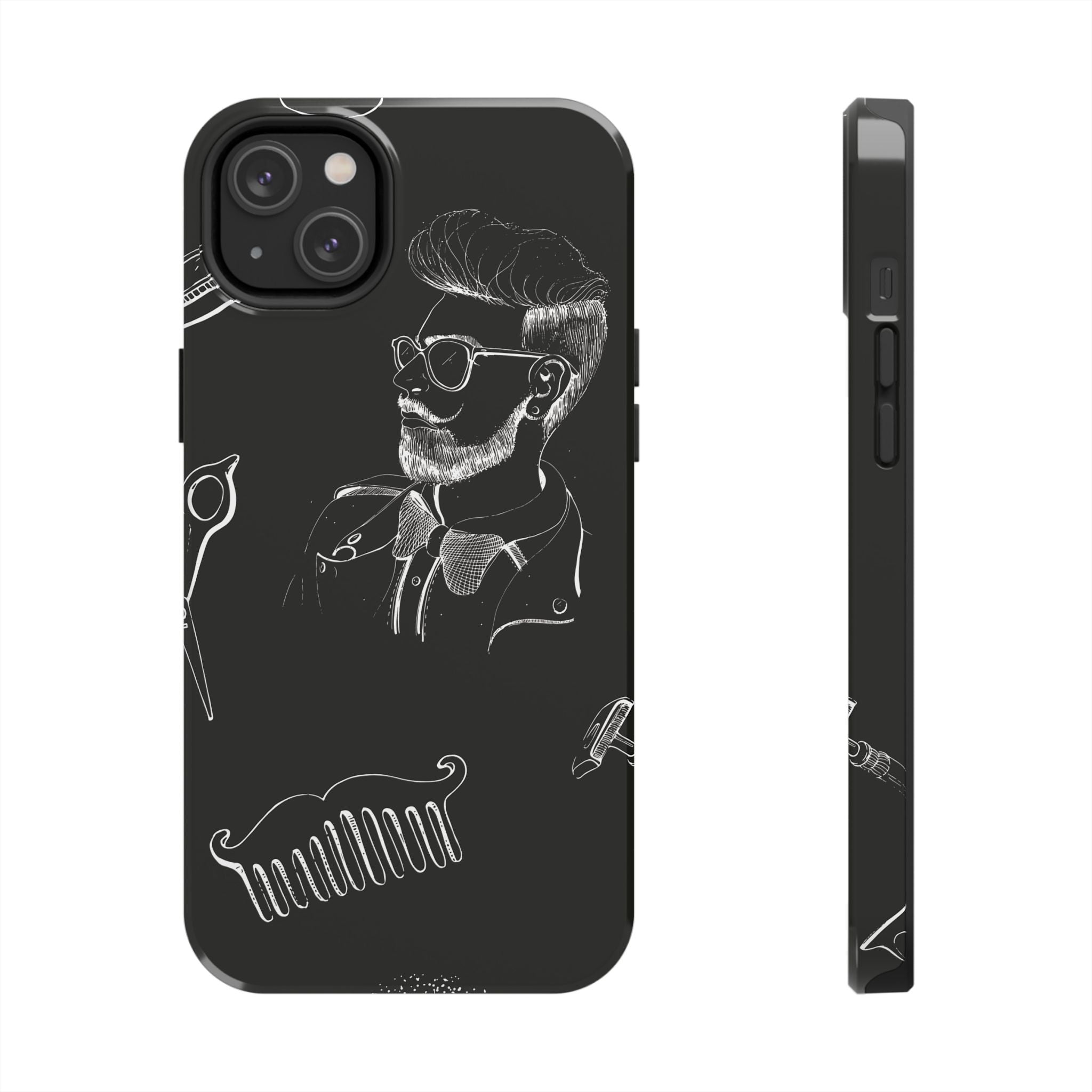 Bearded Barber Sketch Tough Phone Case — Hipster Grooming Design