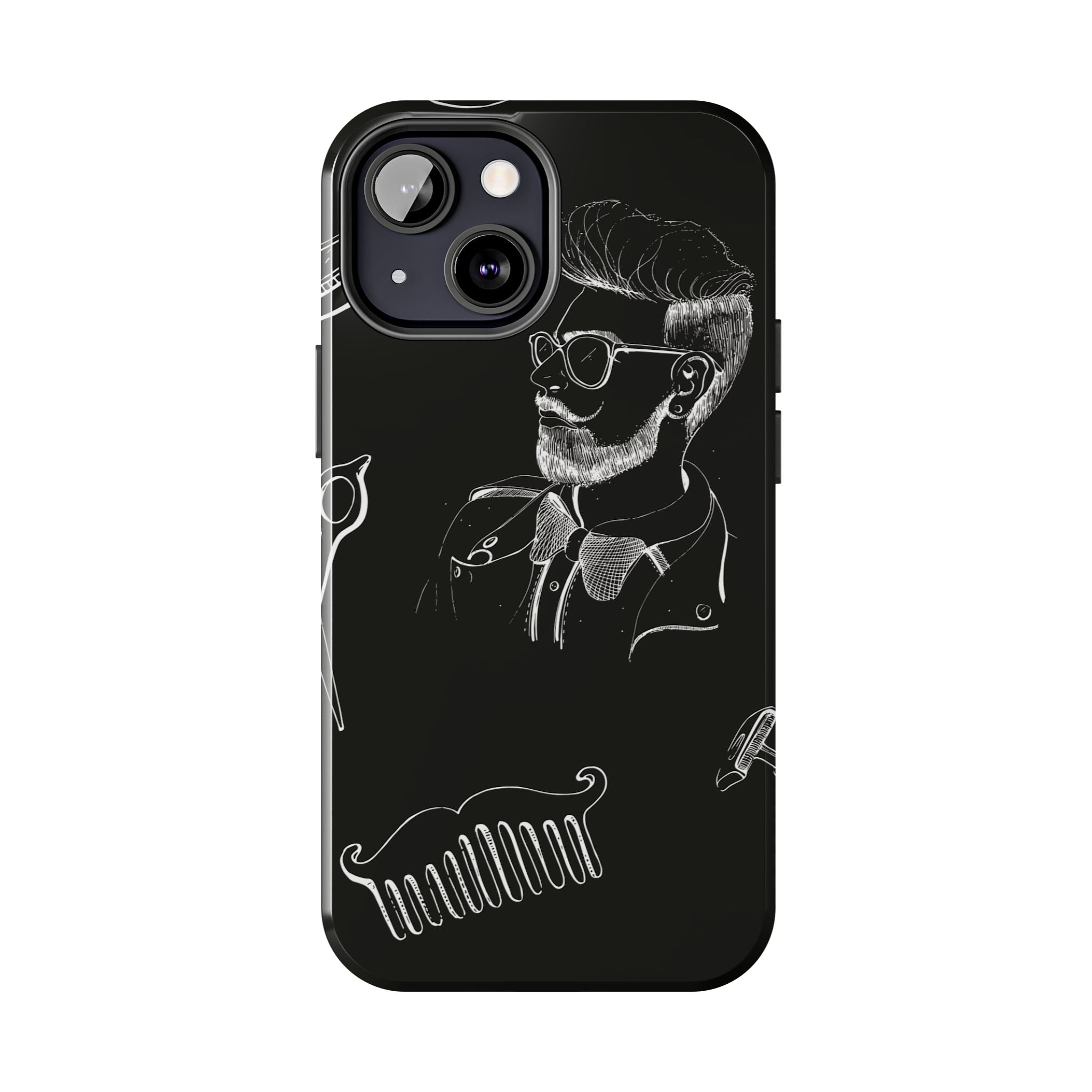 Bearded Barber Sketch Tough Phone Case — Hipster Grooming Design