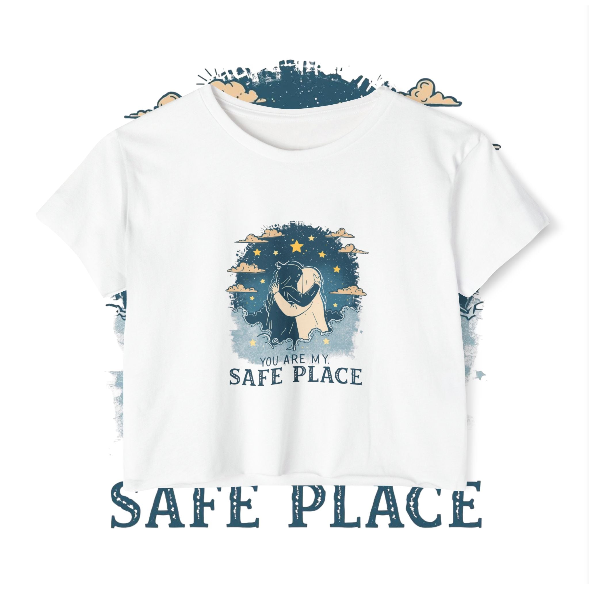 Crop Top — "You Are My Safe Place-Blue" Cozy Couple Festival Tee