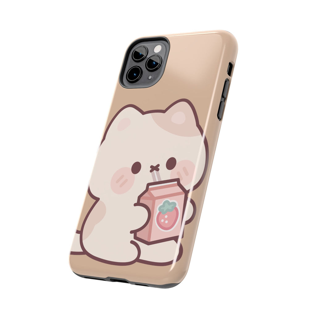 Kawaii Cat with Strawberry Milk Tough Phone Case