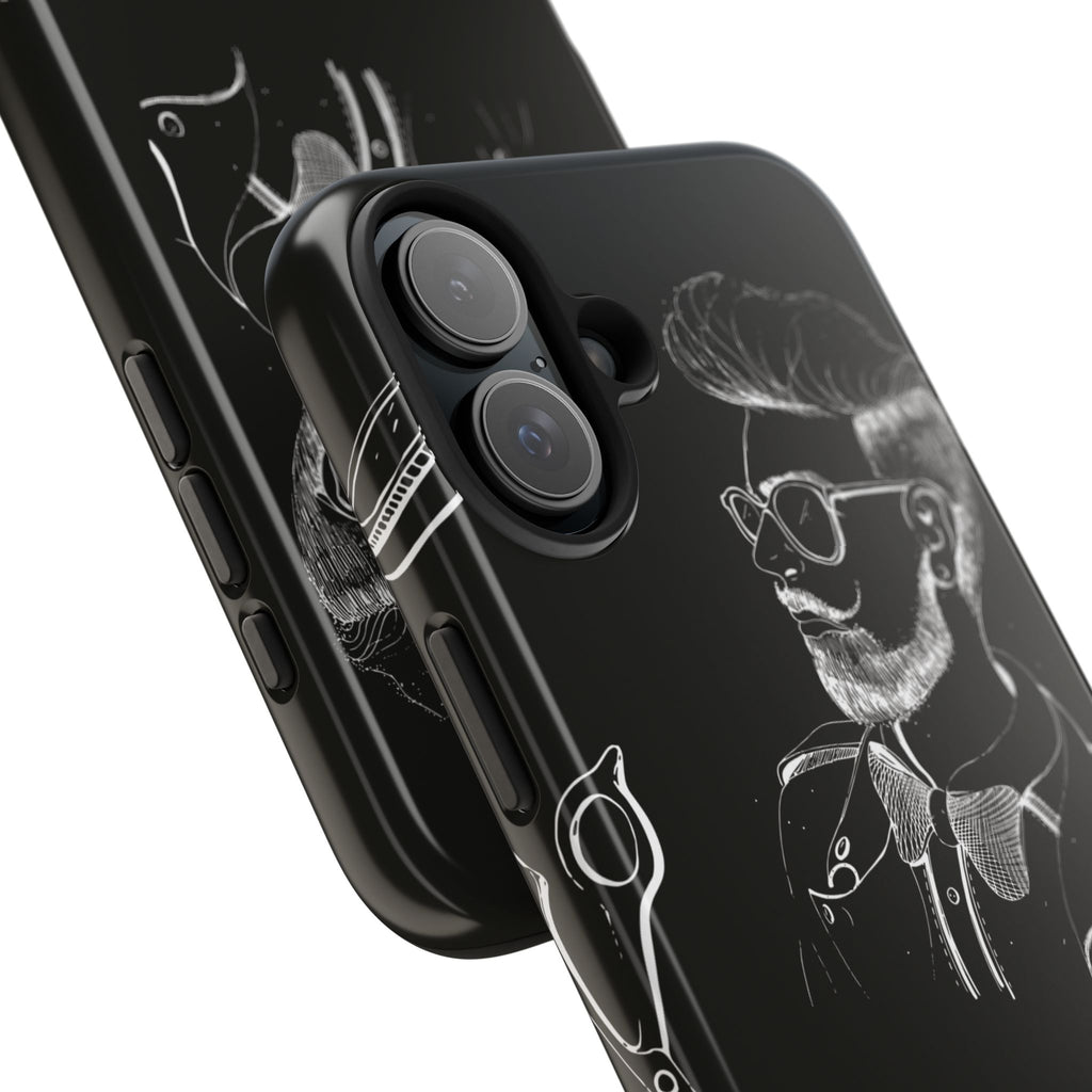 Bearded Barber Sketch Tough Phone Case — Hipster Grooming Design