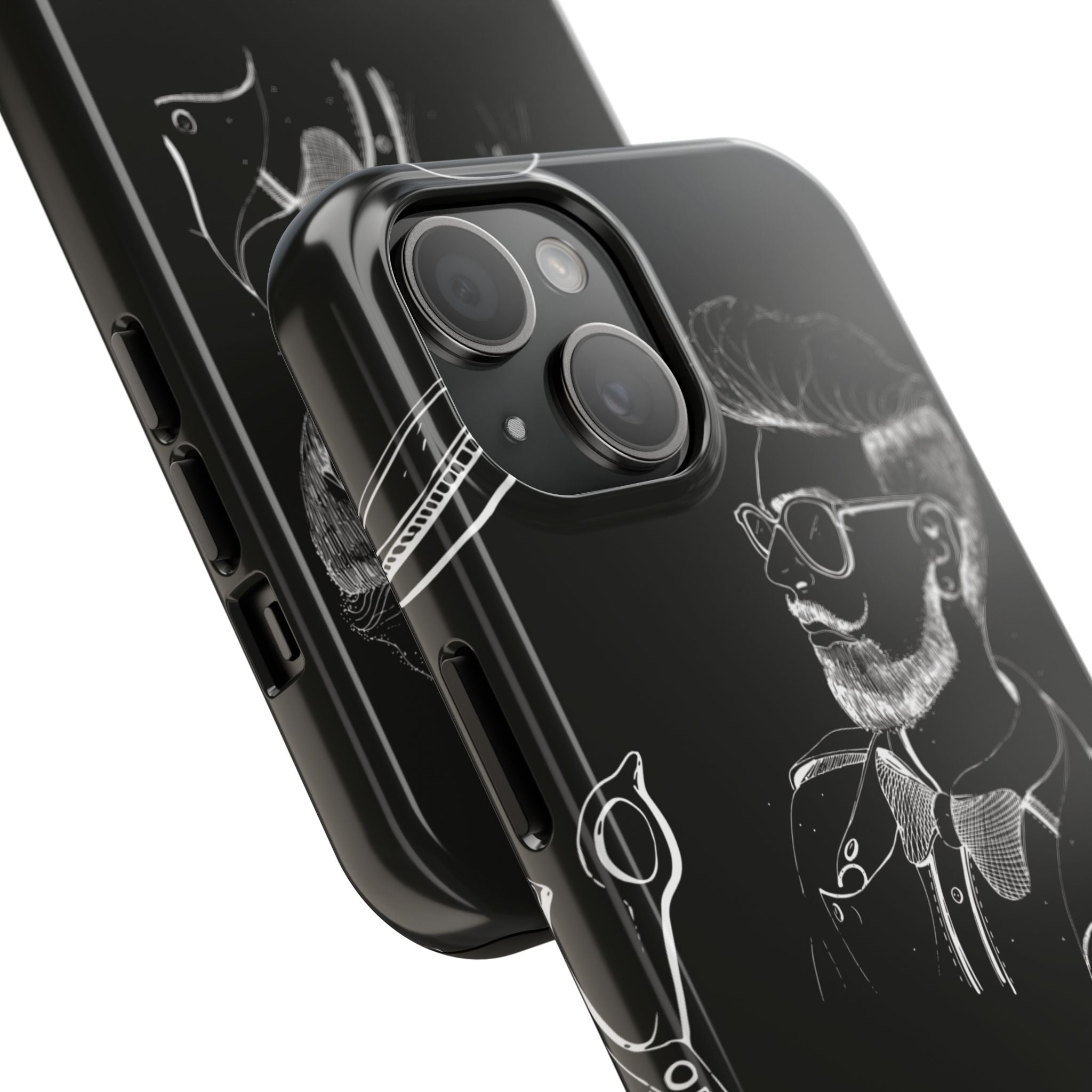 Bearded Barber Sketch Tough Phone Case — Hipster Grooming Design