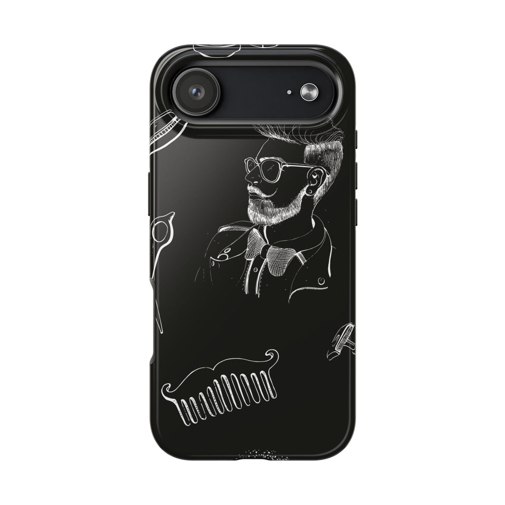 Bearded Barber Sketch Tough Phone Case — Hipster Grooming Design