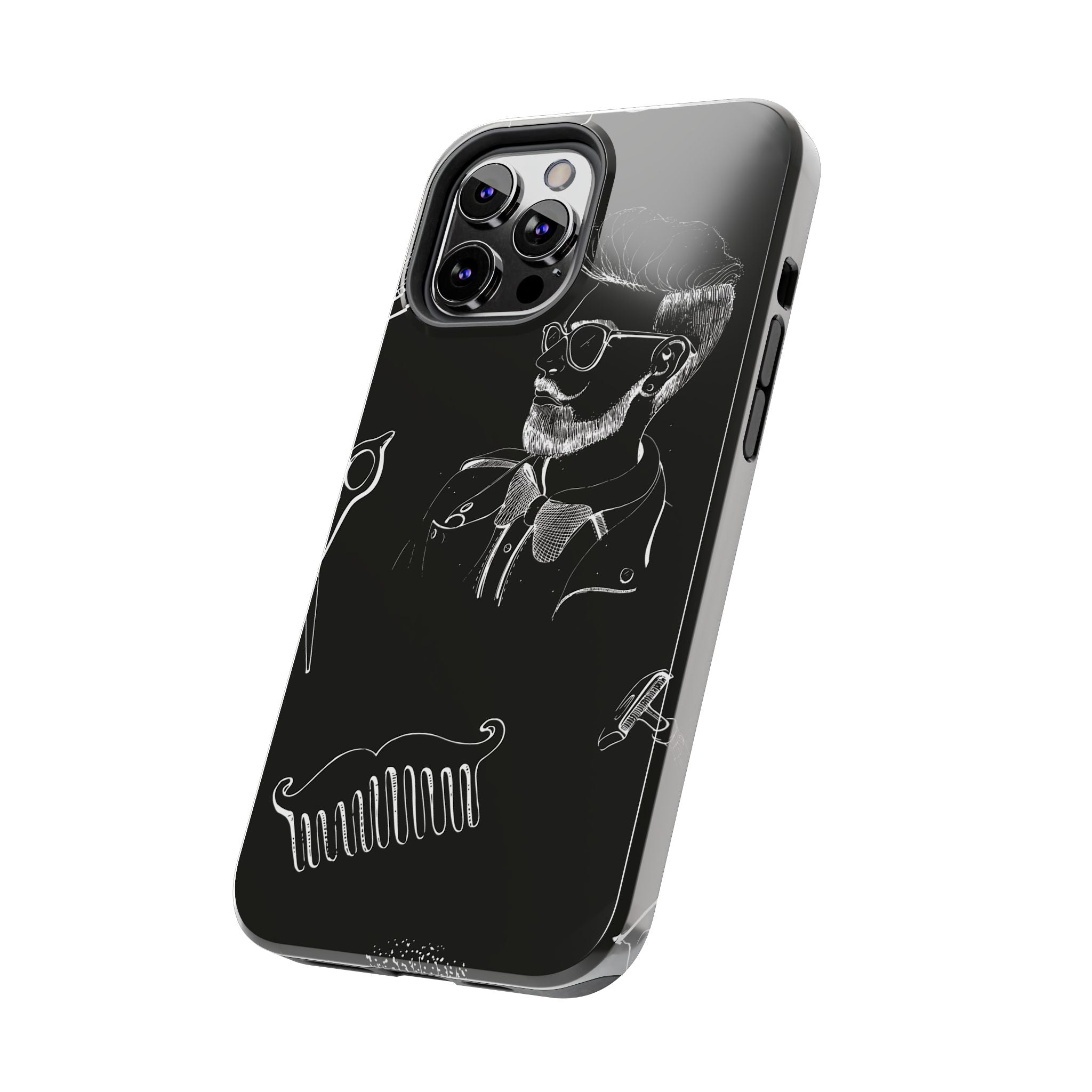 Bearded Barber Sketch Tough Phone Case — Hipster Grooming Design