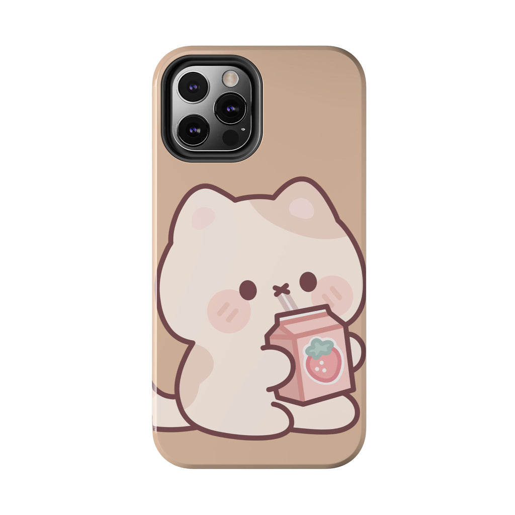 Kawaii Cat with Strawberry Milk Tough Phone Case