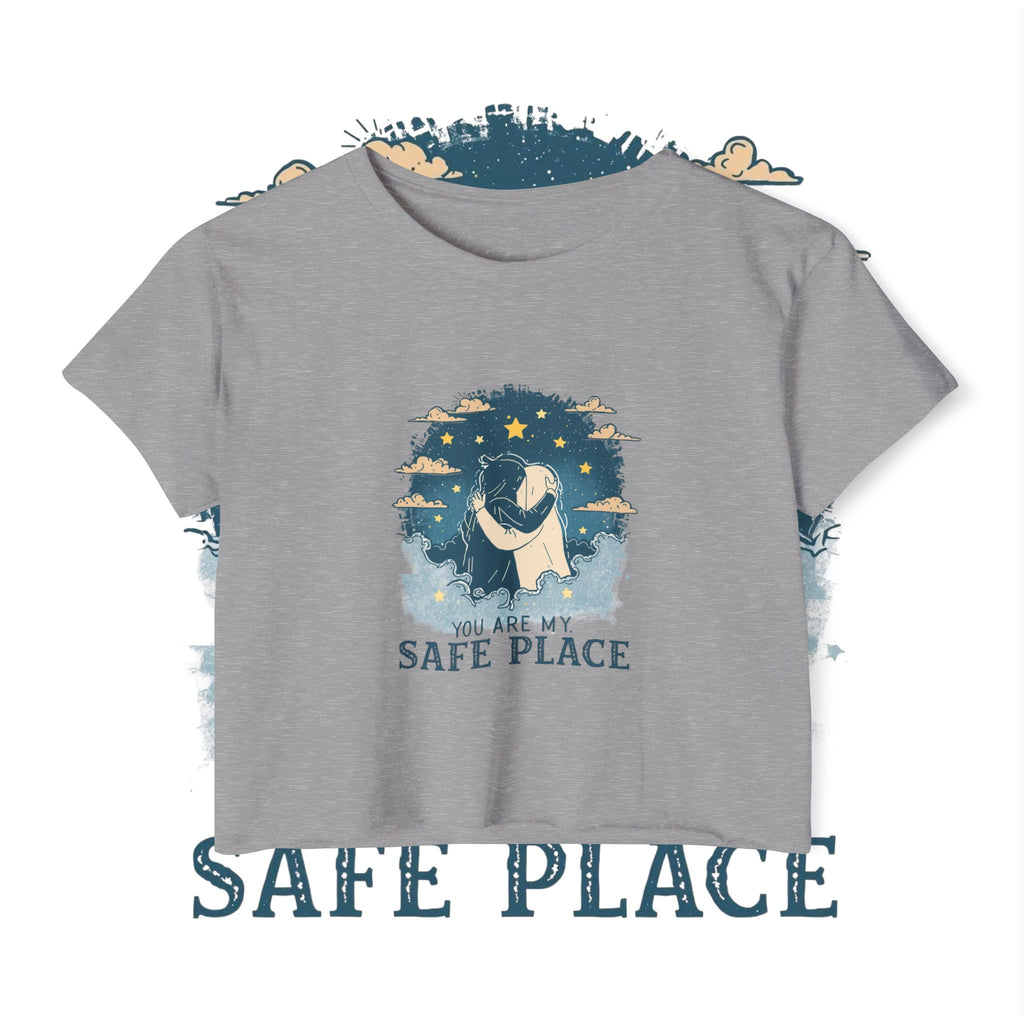 Crop Top — "You Are My Safe Place-Blue" Cozy Couple Festival Tee
