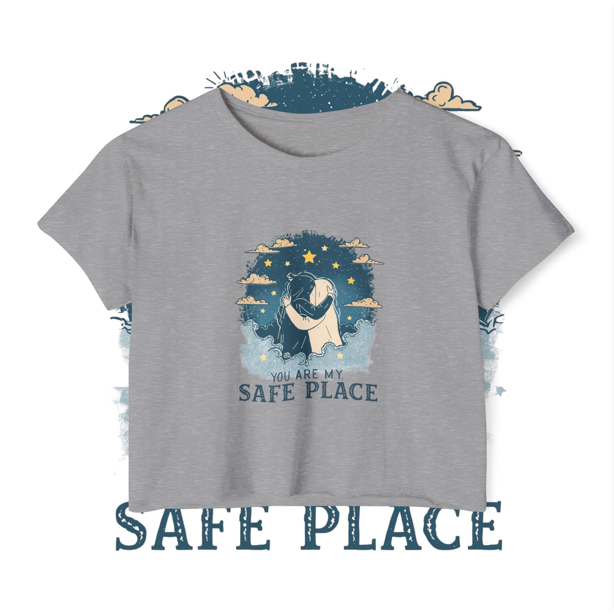 Crop Top — "You Are My Safe Place-Blue" Cozy Couple Festival Tee