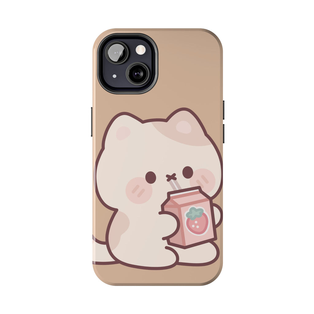 Kawaii Cat with Strawberry Milk Tough Phone Case