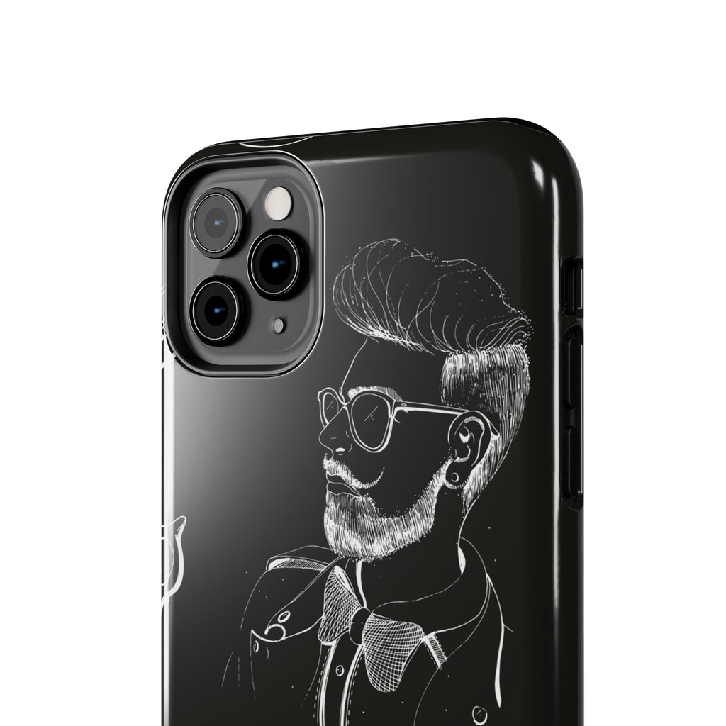Bearded Barber Sketch Tough Phone Case — Hipster Grooming Design