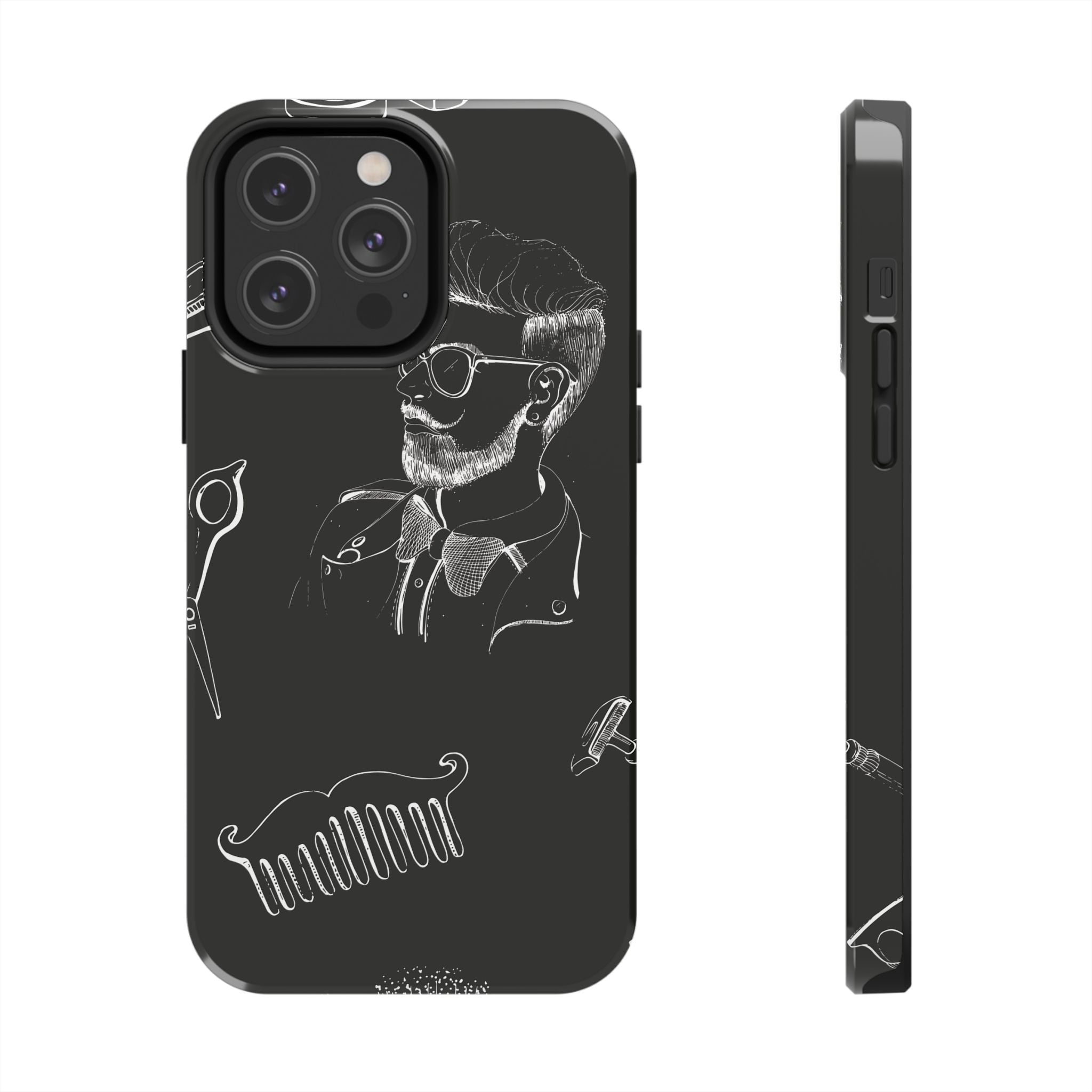 Bearded Barber Sketch Tough Phone Case — Hipster Grooming Design