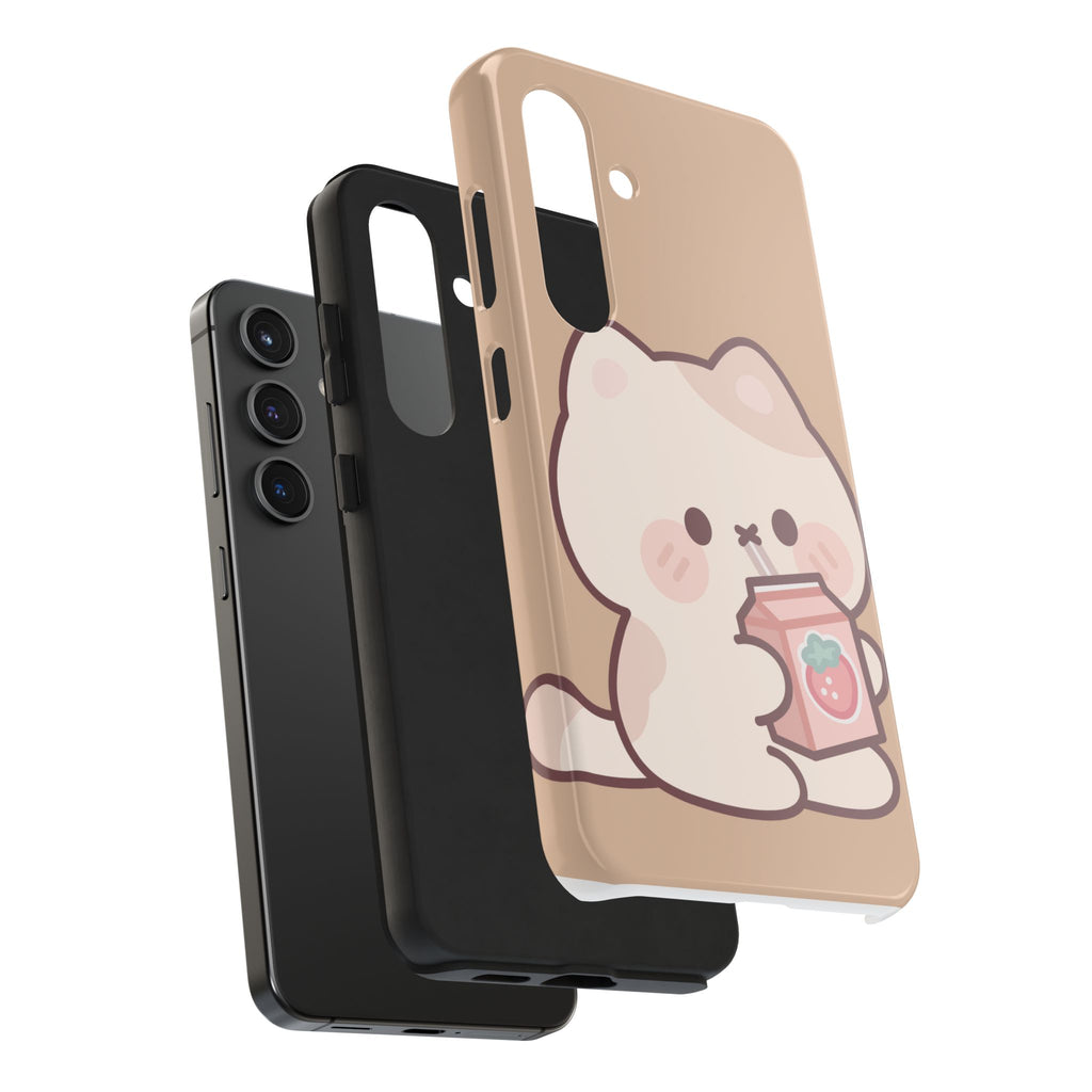 Kawaii Cat with Strawberry Milk Tough Phone Case