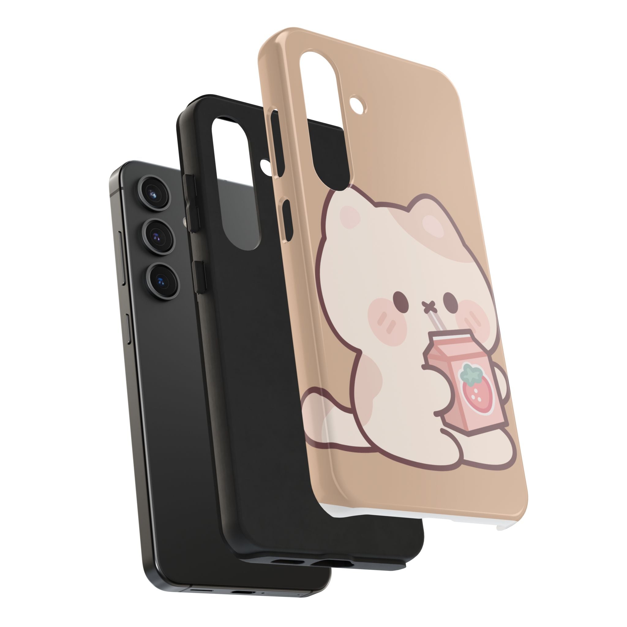 Kawaii Cat with Strawberry Milk Tough Phone Case