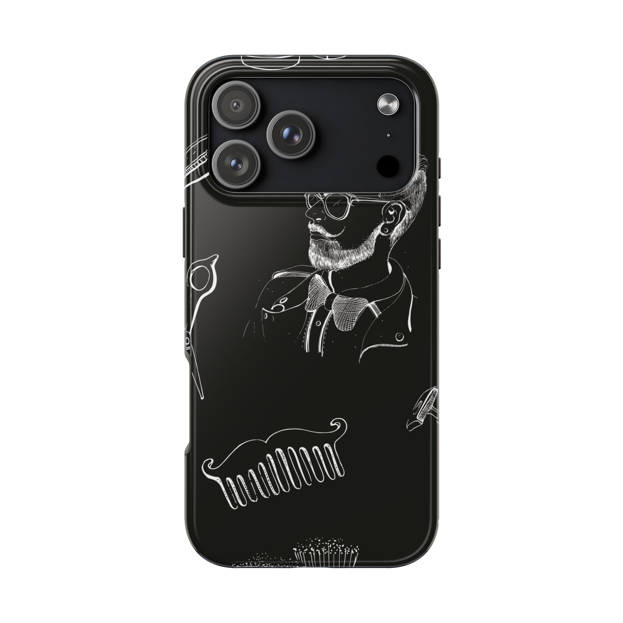 Bearded Barber Sketch Tough Phone Case — Hipster Grooming Design