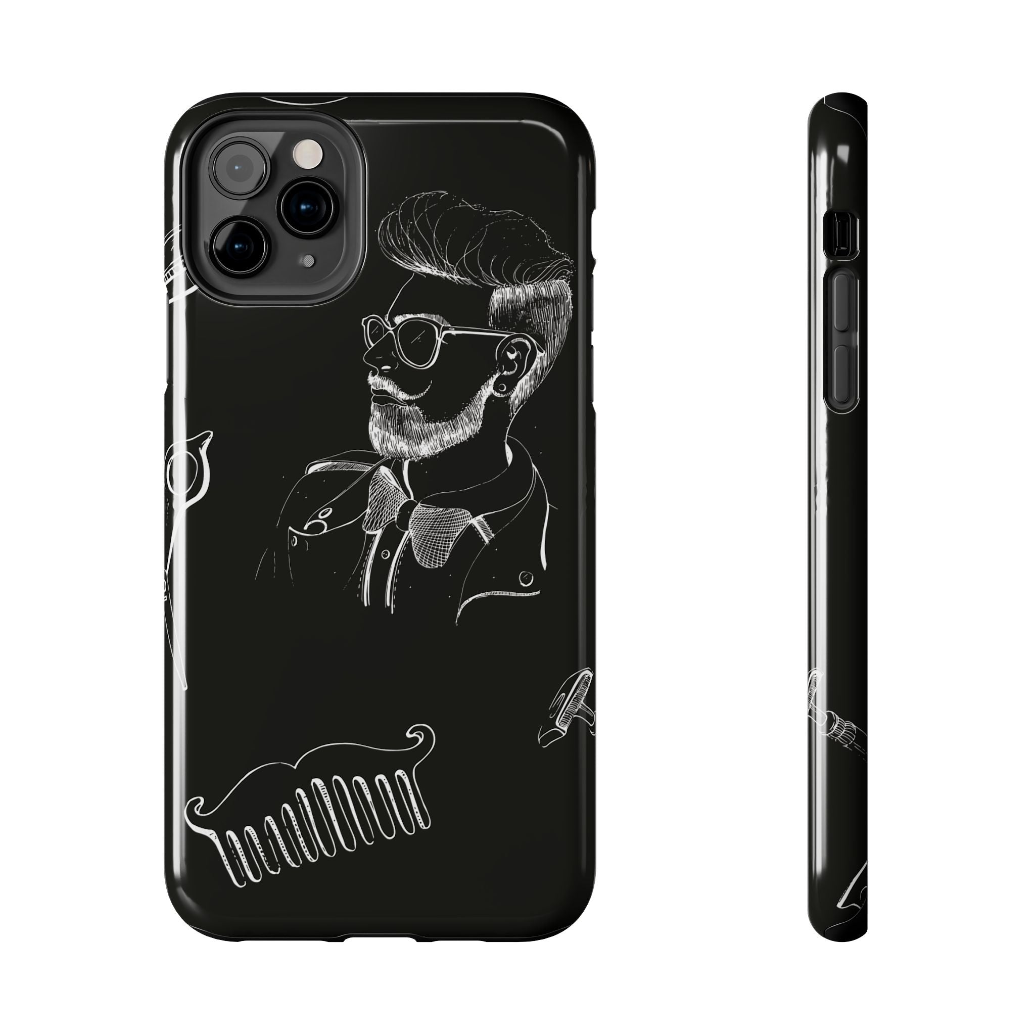 Bearded Barber Sketch Tough Phone Case — Hipster Grooming Design