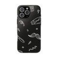 Barber Tools Tough Phone Case — Black Mustache & Razor Pattern