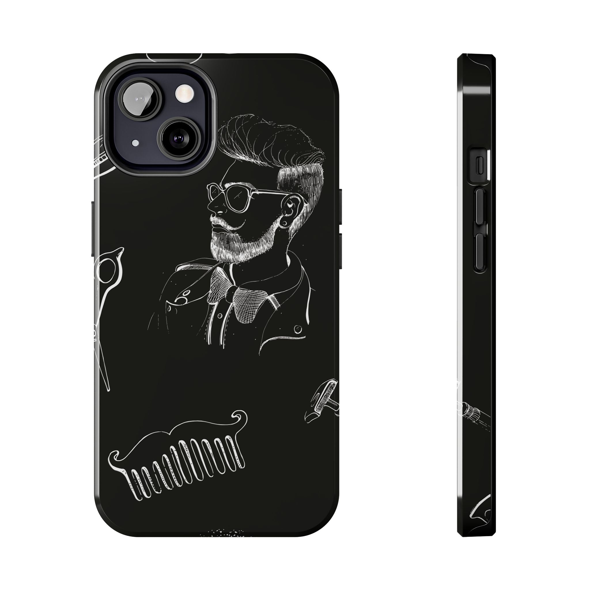 Bearded Barber Sketch Tough Phone Case — Hipster Grooming Design