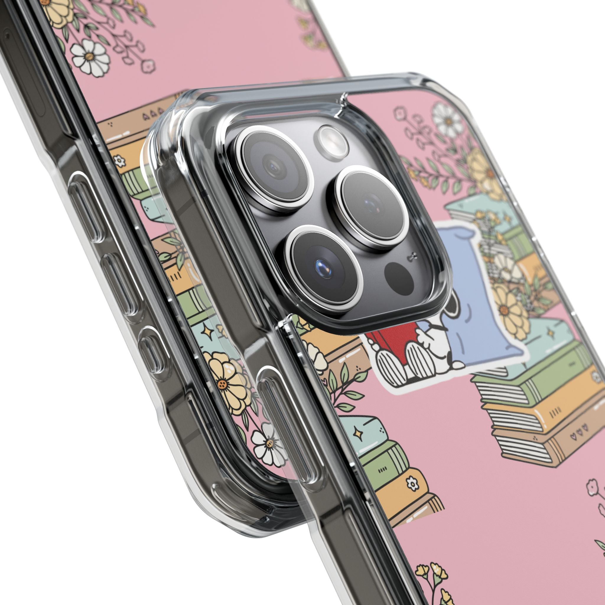 Clear Magnetic Phone Case — Lector con snoopy