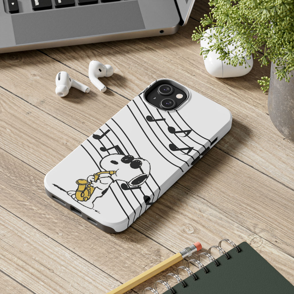 Snoopy Saxophone Tough Phone Case — Musical Notes Protective Cover