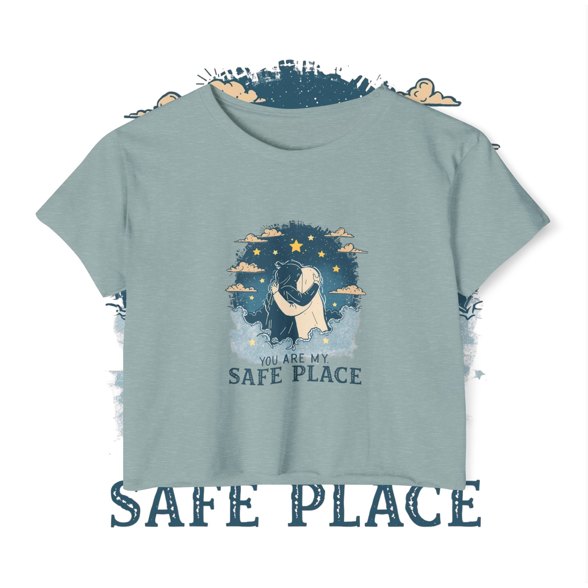 Crop Top — "You Are My Safe Place-Blue" Cozy Couple Festival Tee