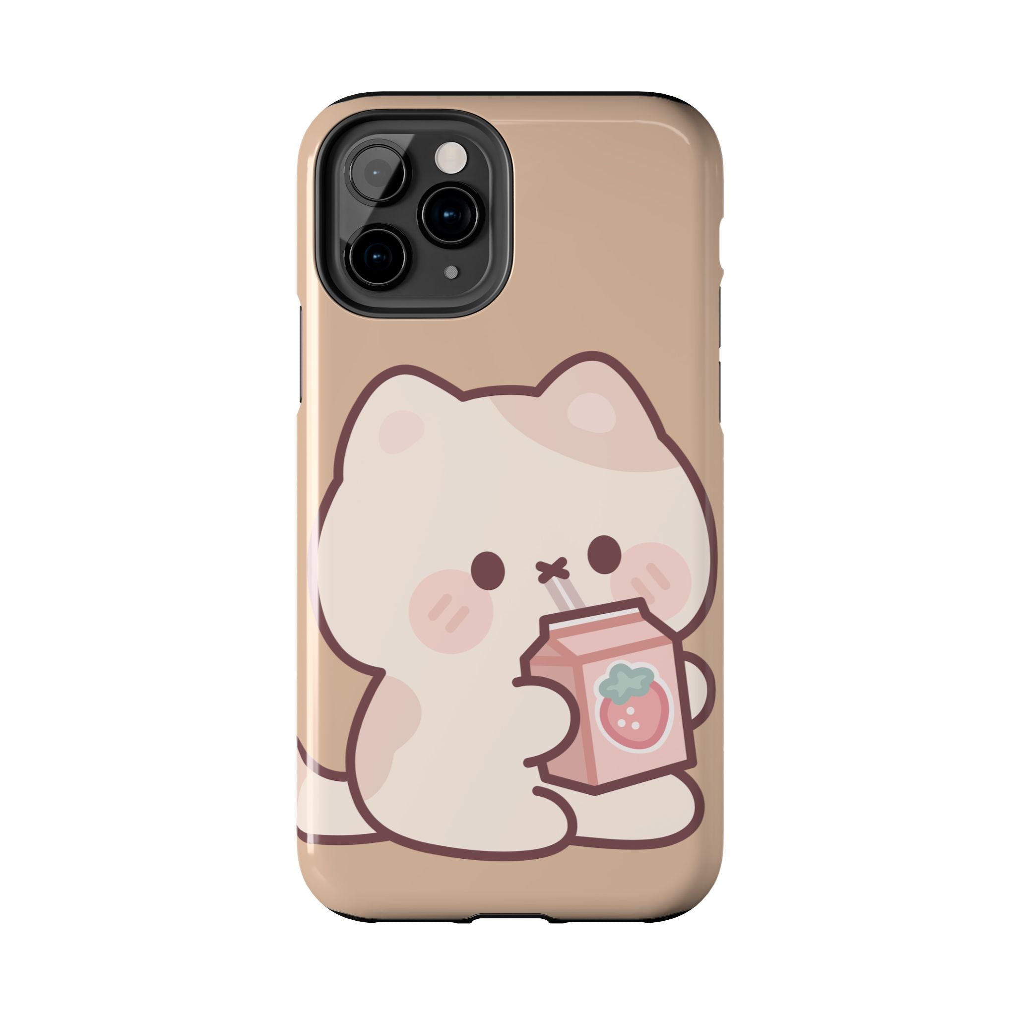 Kawaii Cat with Strawberry Milk Tough Phone Case