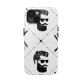 Bearded Gentleman Tough Phone Case — Retro Barber Shop Pattern, Durable Protective Phone Cover