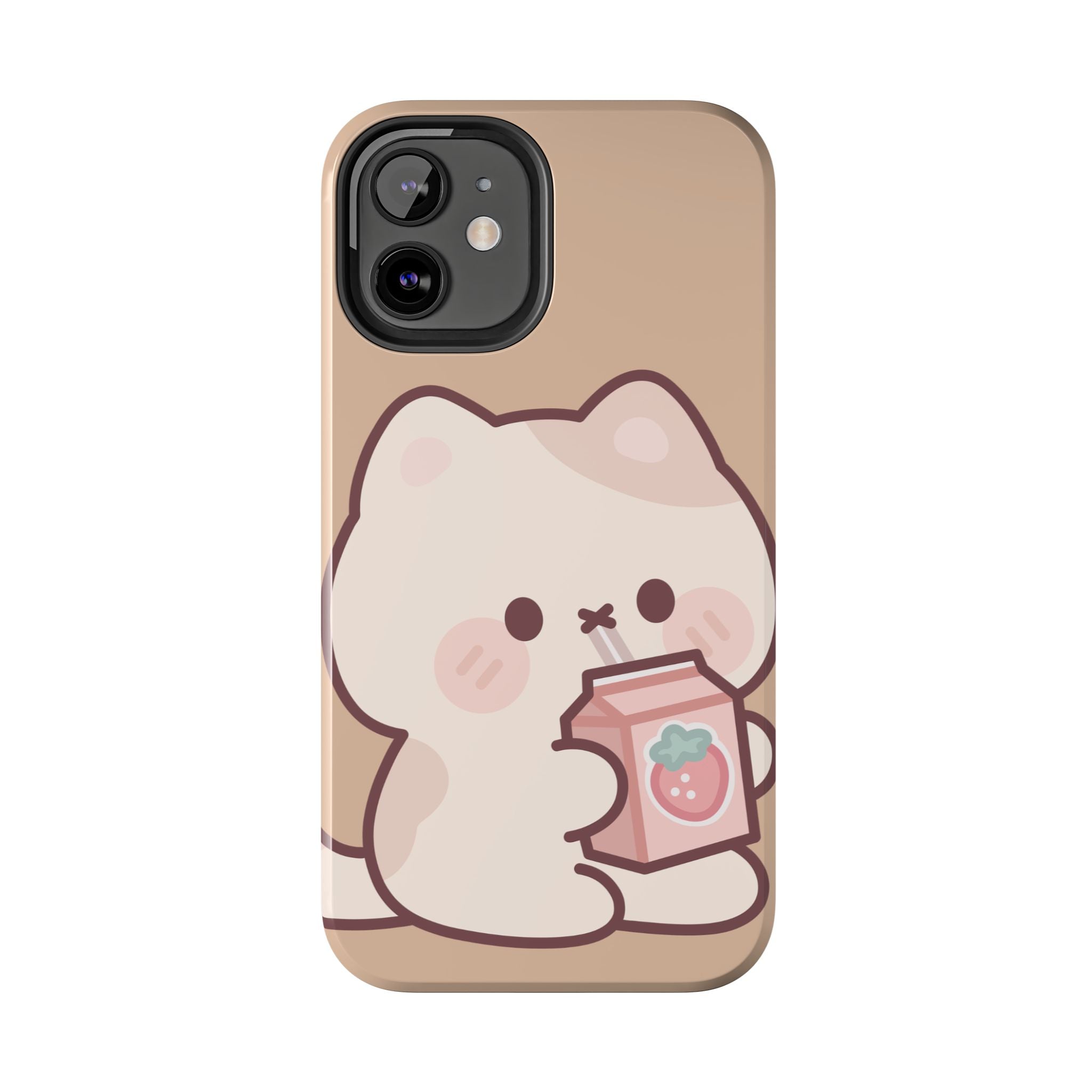 Kawaii Cat with Strawberry Milk Tough Phone Case