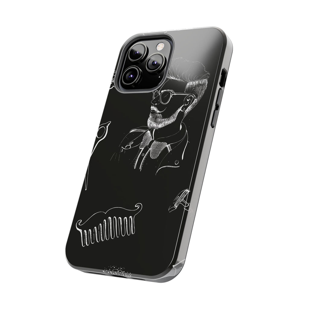Bearded Barber Sketch Tough Phone Case — Hipster Grooming Design