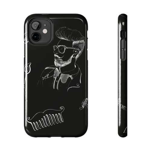 Bearded Barber Sketch Tough Phone Case — Hipster Grooming Design