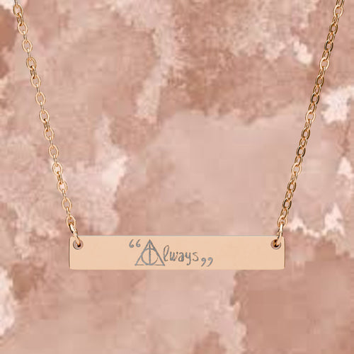 Engravable Horizontal Bar Necklace — (Gold or Silver)