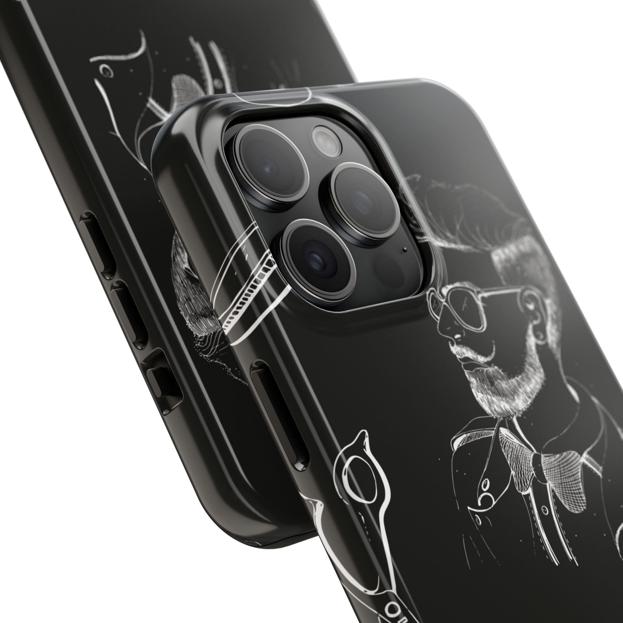 Bearded Barber Sketch Tough Phone Case — Hipster Grooming Design