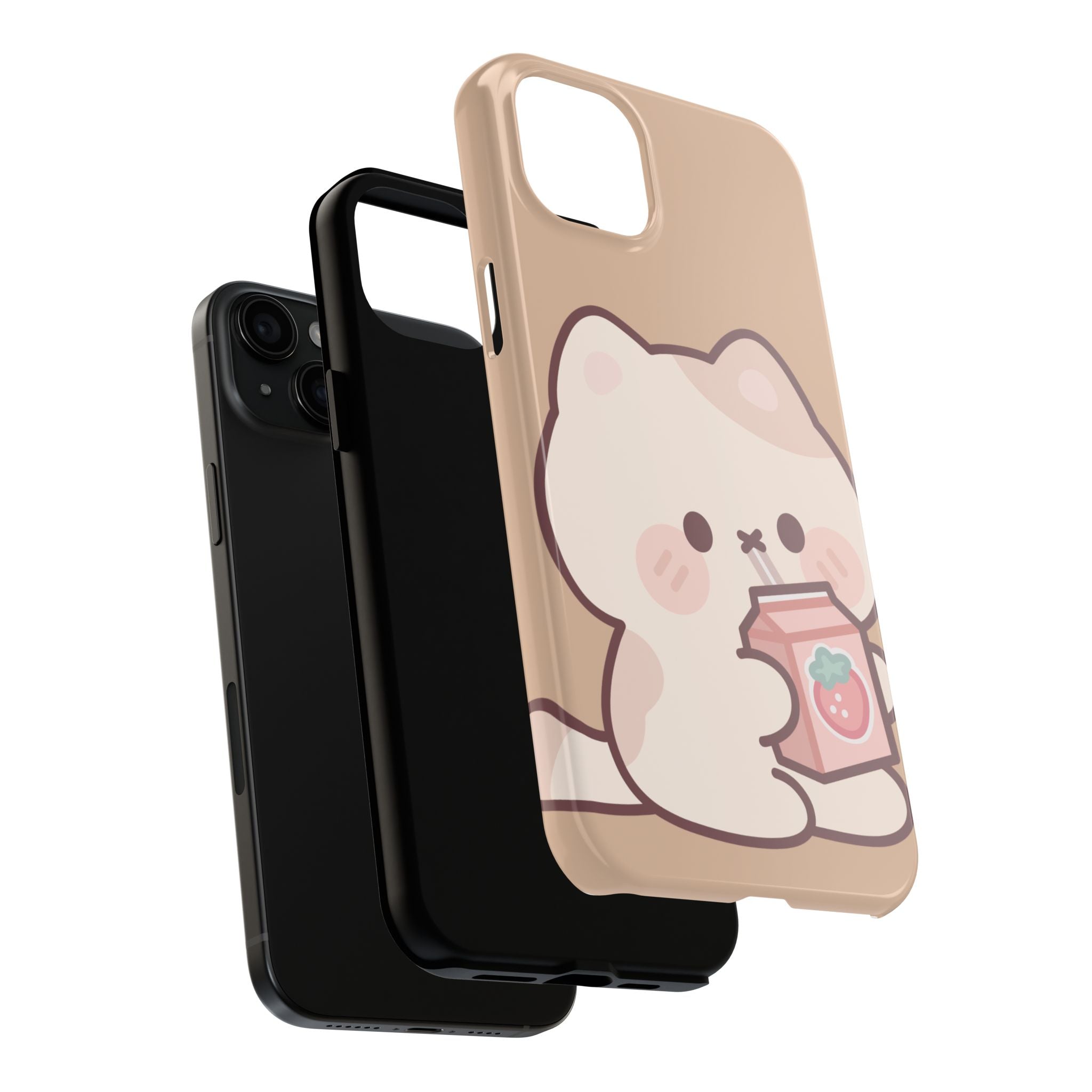 Kawaii Cat with Strawberry Milk Tough Phone Case