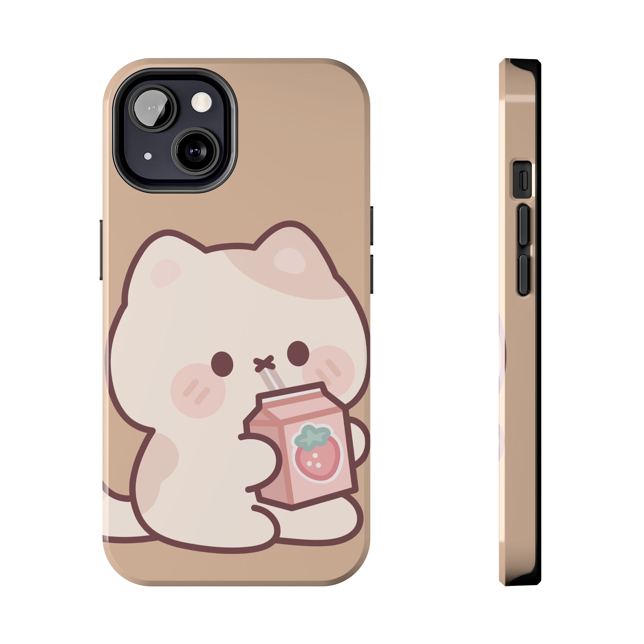 Kawaii Cat with Strawberry Milk Tough Phone Case