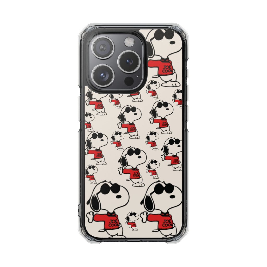 Clear Magnetic Phone Case — Cool Snoopy Pattern (Repeated Retro Dog Design)