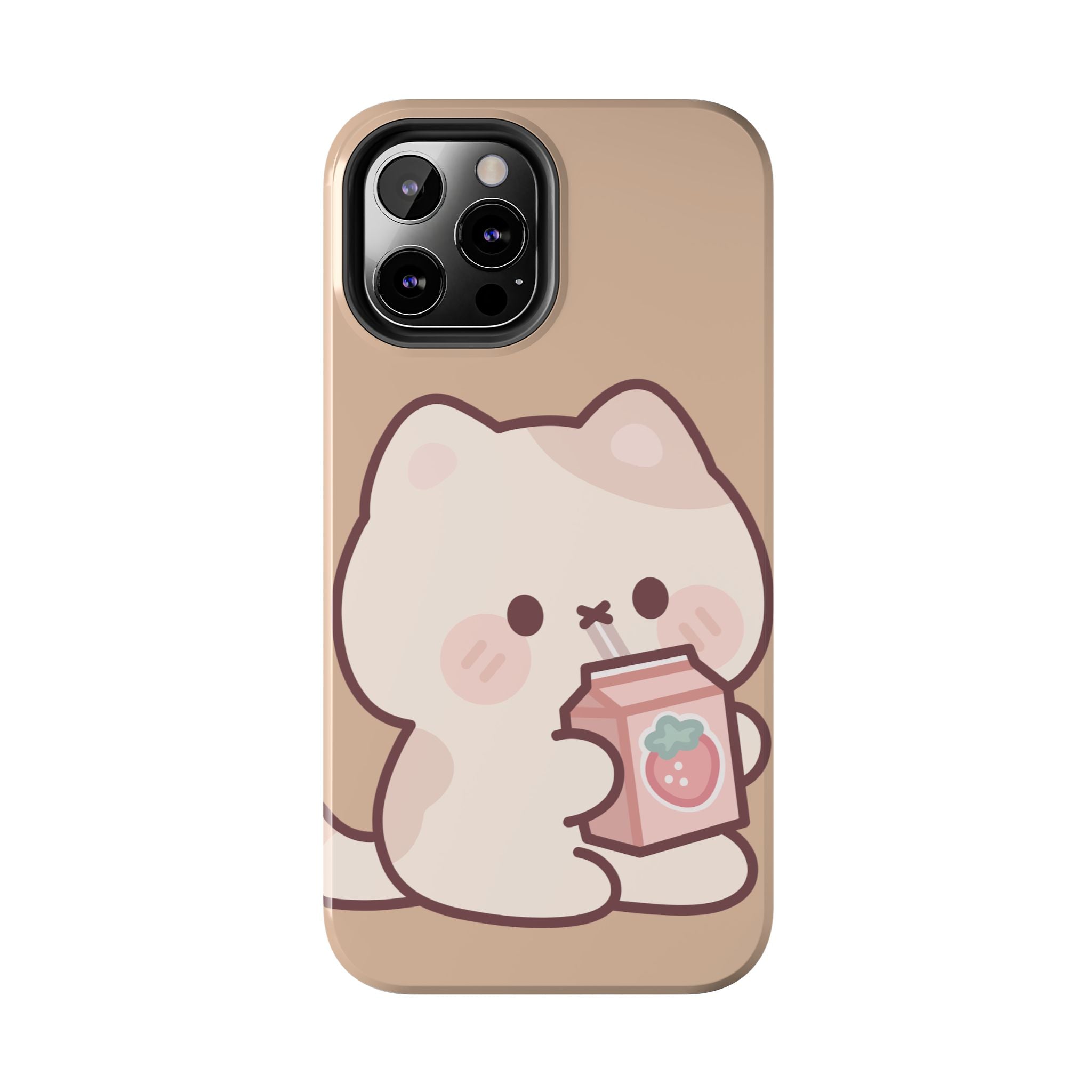 Kawaii Cat with Strawberry Milk Tough Phone Case