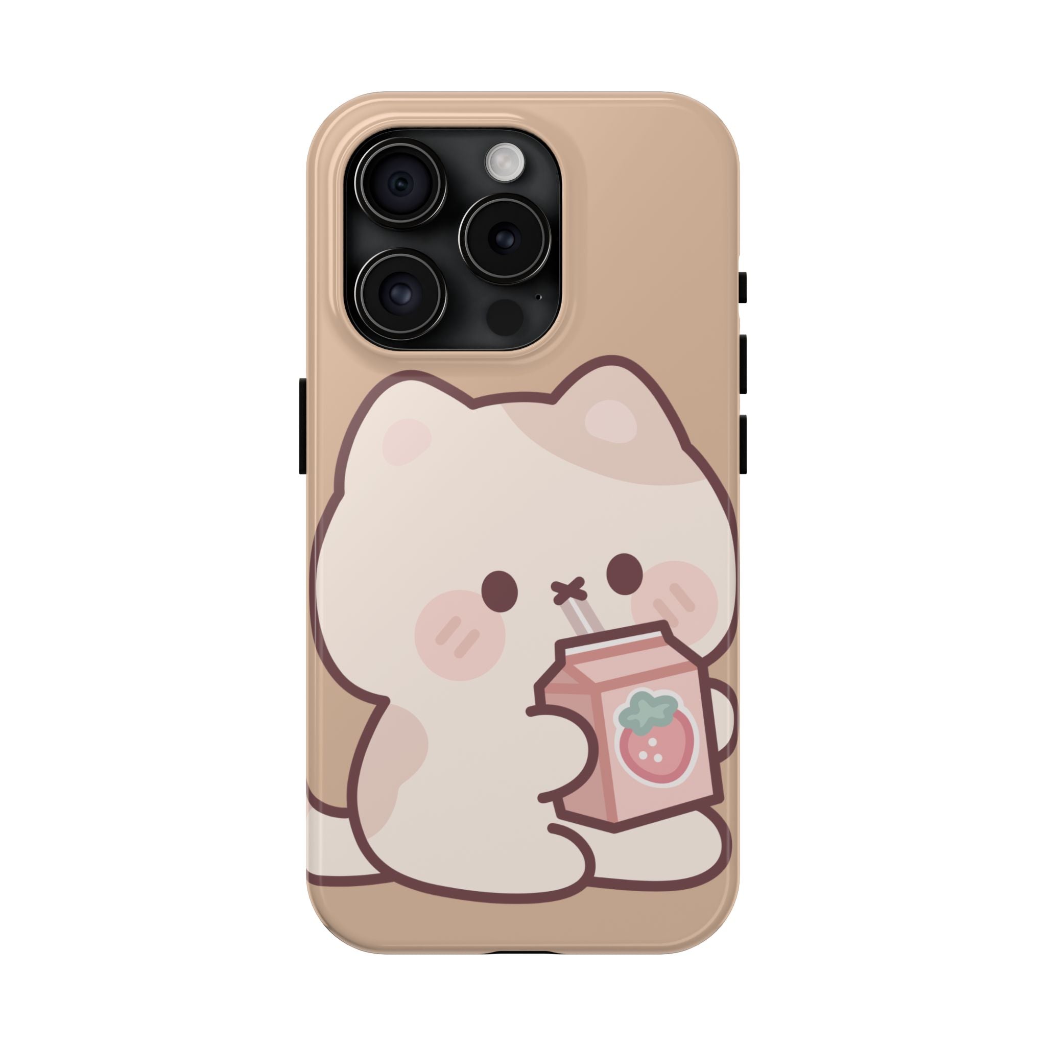 Kawaii Cat with Strawberry Milk Tough Phone Case