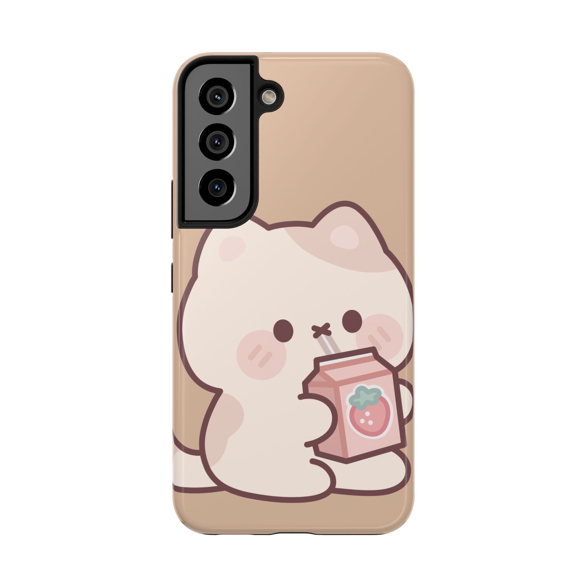 Kawaii Cat with Strawberry Milk Tough Phone Case
