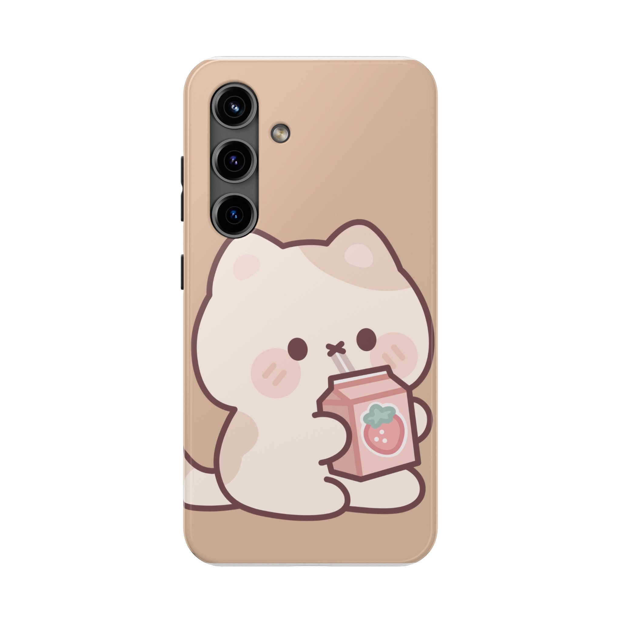 Kawaii Cat with Strawberry Milk Tough Phone Case
