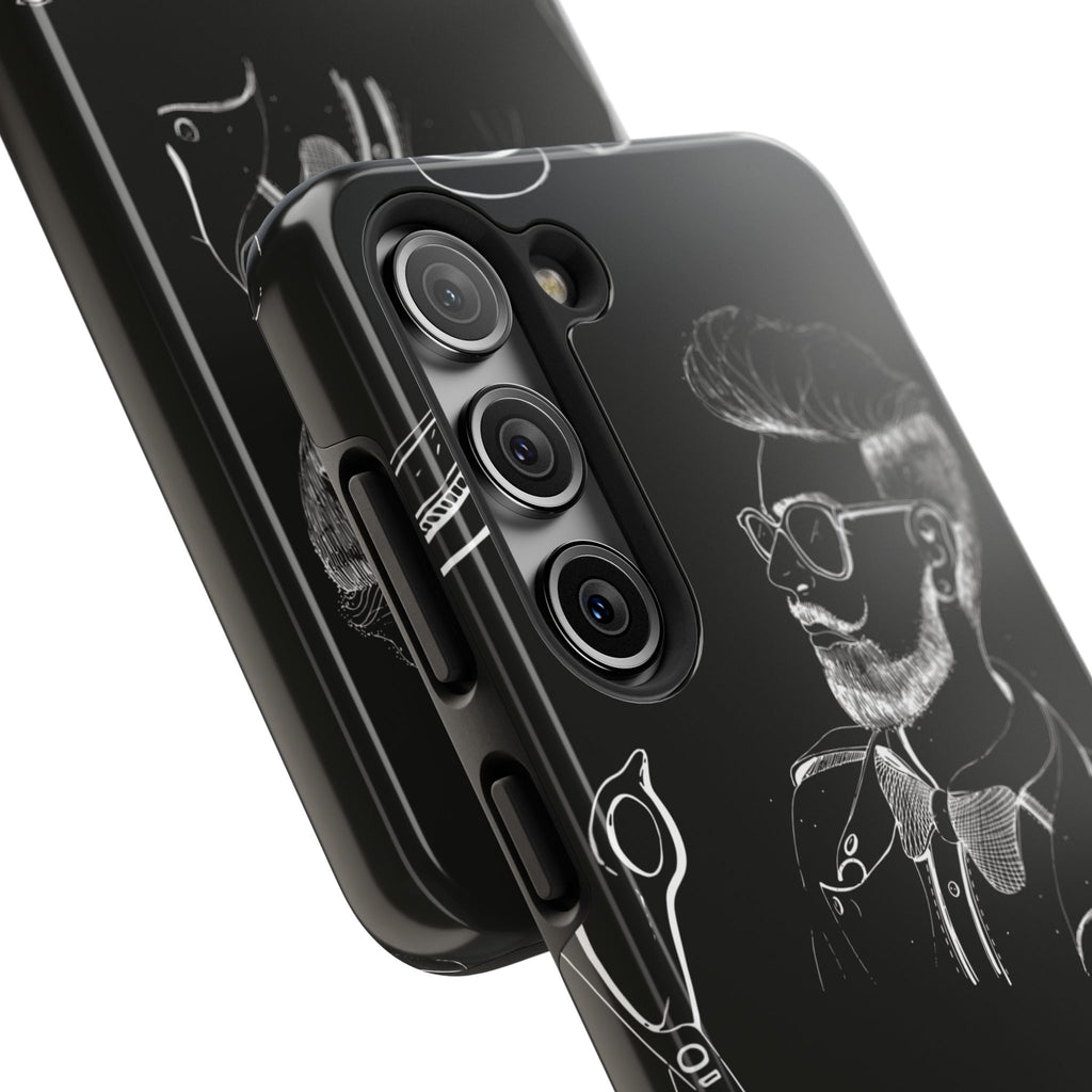 Bearded Barber Sketch Tough Phone Case — Hipster Grooming Design