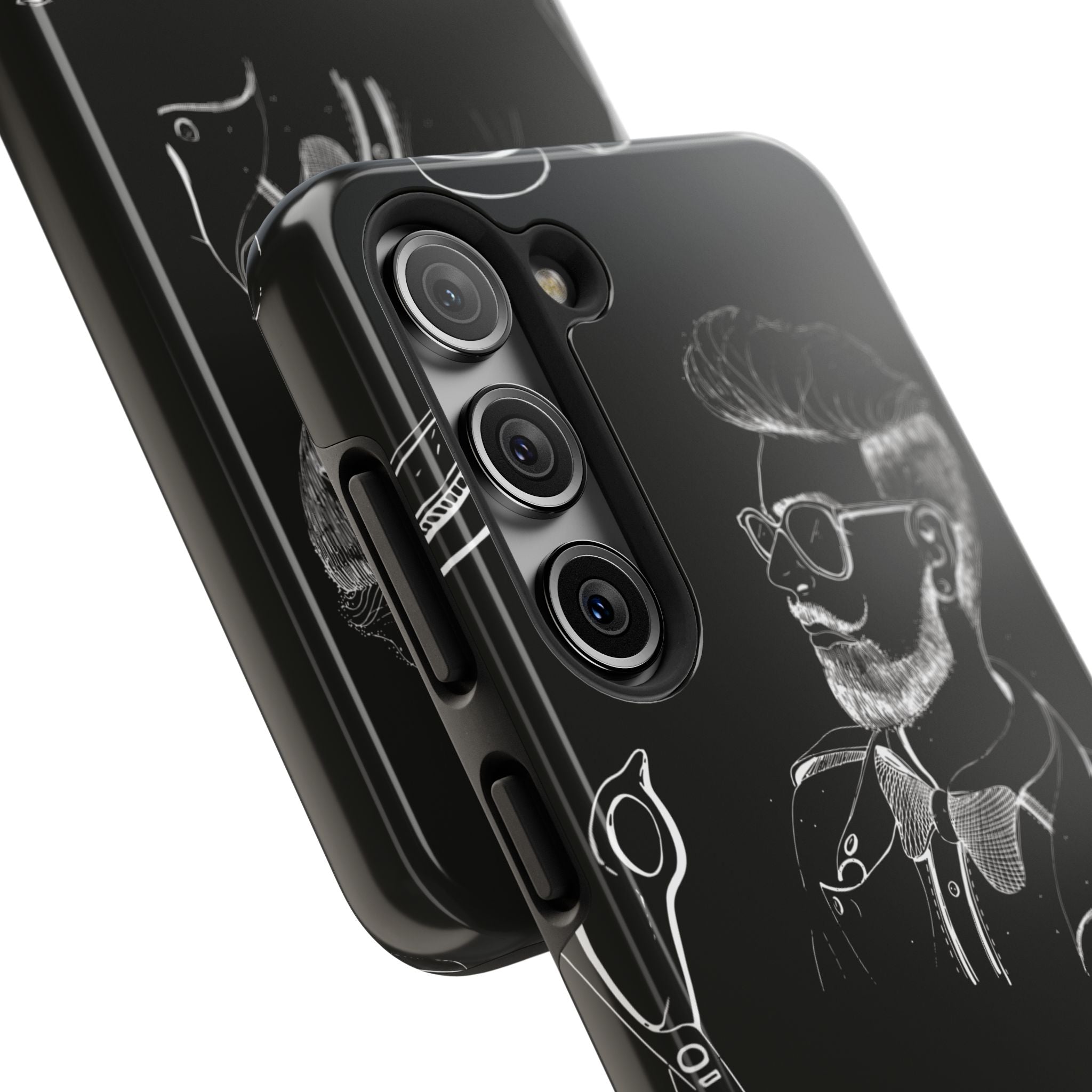 Bearded Barber Sketch Tough Phone Case — Hipster Grooming Design