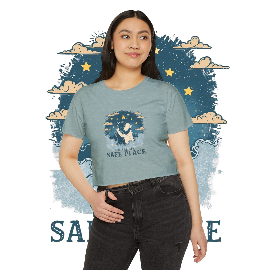 Crop Top — "You Are My Safe Place-Blue" Cozy Couple Festival Tee